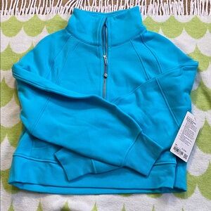 NWT Lululemon Scuba Oversized Funnel Neck Half Zip - Electric Turquoise (M/L)